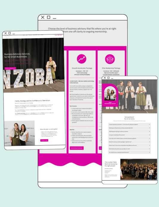 Virtual Mel New Business Advisory Landing Page