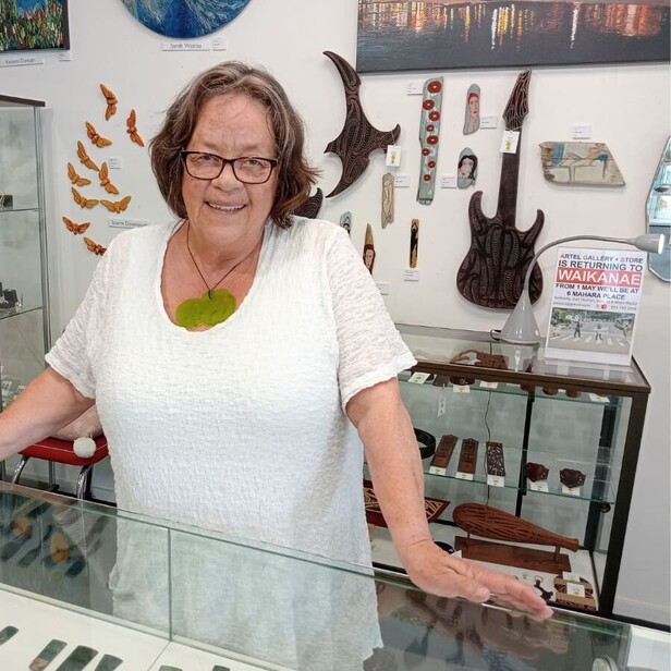 pictured here is maude heath owner of artel gallery; supporting her testimonial