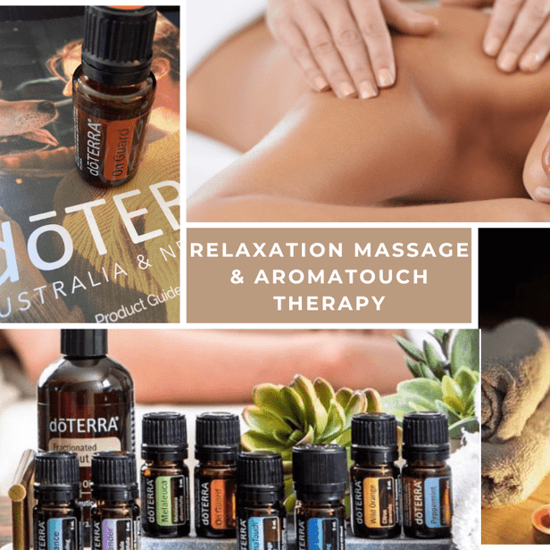 Picture of doTERRA Essential oils and a lady having treatment