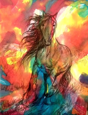 White horse painting