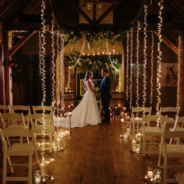 Winter wedding inspiration photo from Kumeu Valley Estate with Bride and Groom from a distance
