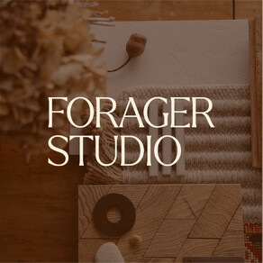 The Forager Studio overlaid a flatly image of interior finish samples.