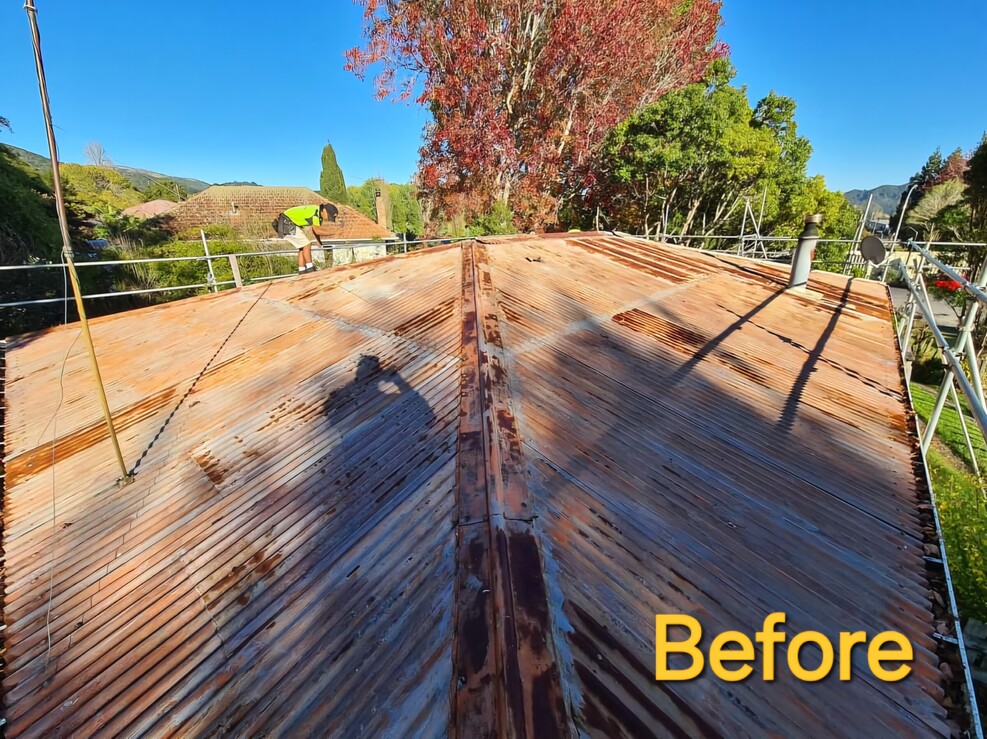  before picture of a metal roof Kerikeri
