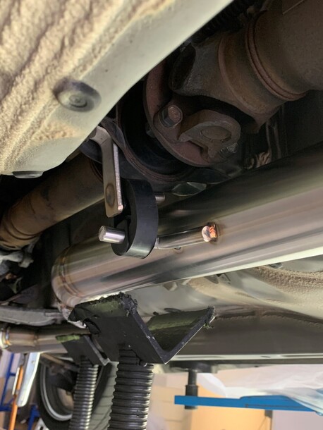 It is not uncommon to have to add extra mounts for support on certain sides of the exhaust system, here we have picked up a driveshaft mounting point.