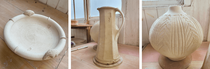 Pots made by Greg Barron in the weekend workshop