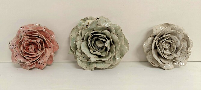 Lovely speckly flowers made by Alison Yearbury.