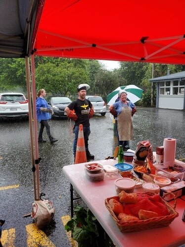 The rain was a nice respite between the hot work of stoking.