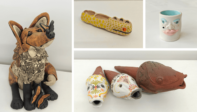 Gorgeous pieces spotted on the shelves this week. Clockwise from left: Brigitte Simard, unknown potter, Cath Knapton, Runu Simpson.
