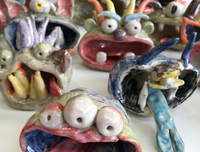 clay monsters made by children