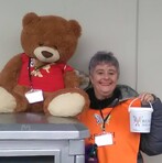 Bucket Appeal - 1st September 2017 - Jan stood in the freezing cold at Eastgate (even Eddie bear got a bit chilly.)