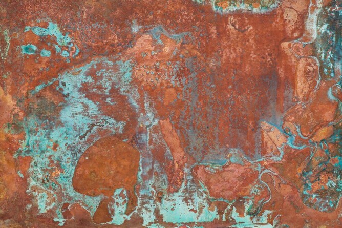 copper panel with green patina