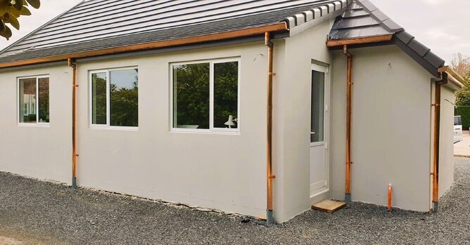 Copper guttering and downpipes on Hamilton building