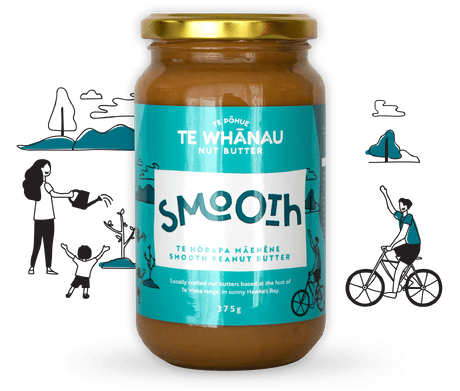 Smooth peanut butter, New Zealand made and locally produced in small batch Hawkes Bay
