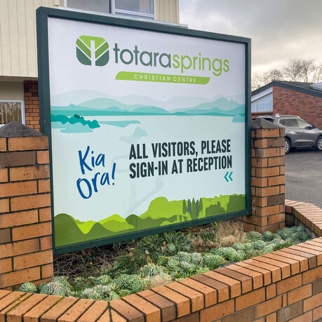 Signs for Totara Springs Christian Camp. Waikato graphic designer, Matamata web design