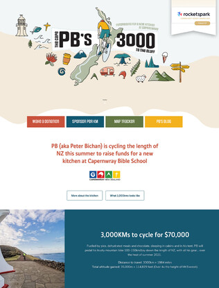 Fundraising website for Caperwray Bible School | PB's 3000 Cycle Ride | NZ Web Design