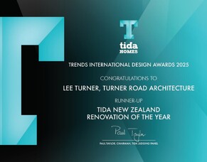 Turner Road Architecture Runner Up in 2025 NZ TIDA Awards Renovation of the Year