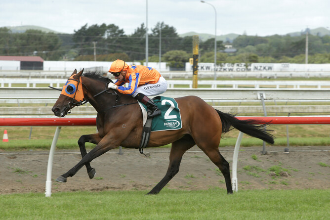 In A Twinkling winning the Gr.3 Counties Cup (2100m). - Photo: Trish Dunell