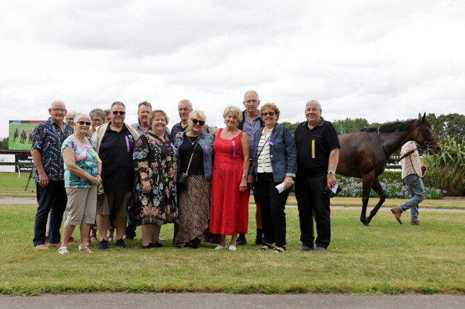 Some of Clear Conscience's large group of owners were on-course for the victory on Saturday. - Photo: Kenton Wright