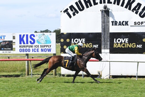 Reputation winning the Listed Wairarapa Breeders' Stakes (1600m) at Tauherenikau today. - Photo: Race Images