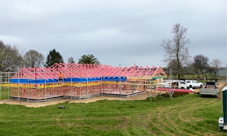 Image of new build home framing. Building by Otorohanga builders, Coull Builders.