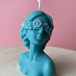 Decor Sculpted Blindfold Woman Face Candle | Hand made in Aotea Porirua