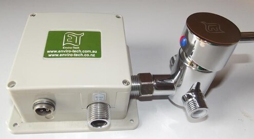 Picture showing how the ET-HCV mixing valve attaches to a tap control box