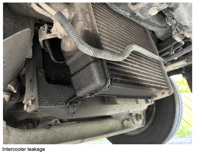 Toyota Dyna intercooler with oil contamination