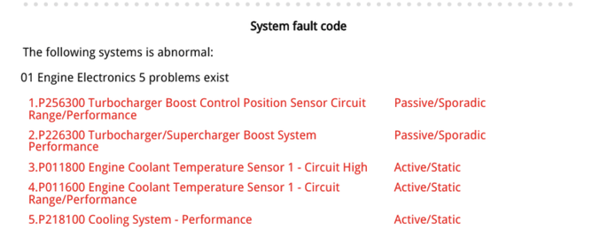 Audi Q5 2014 with engine warning light and low boost performance issue