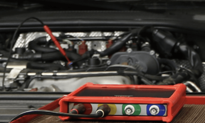 ATS 6004XM scope used to diagnose crank/cam sensor signal issues