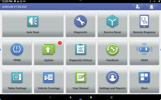 Scan tool interface showing software update progress