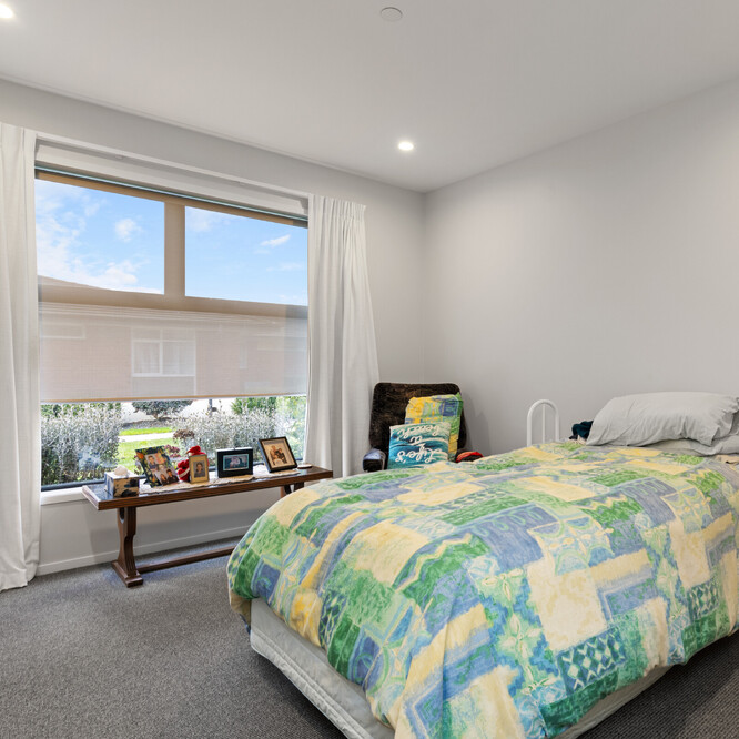 Bedroom in one of the houses at Eventide Retirement Village