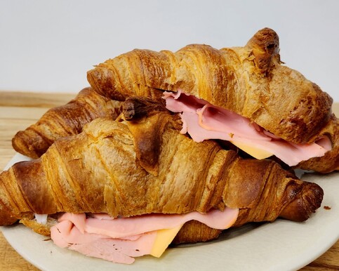Ham and cheese croissant freshly made.