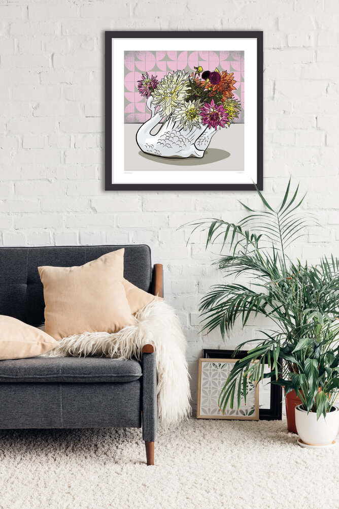 Crowned Dahlia Wall Art Prints New Zealand by Anna Mollekin