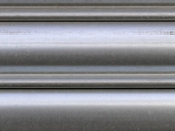 Close-up photo of the surface of a steel garage door.