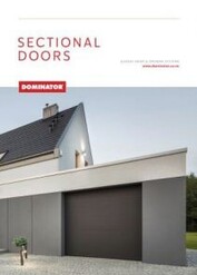 Photo of the front page of dominator sectional garage doors brochure