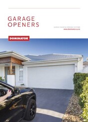 Photo of the front page of dominator garage door openers brochure