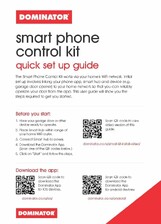 Photo of the front page of Dominator Garages smart phone app quick start guide