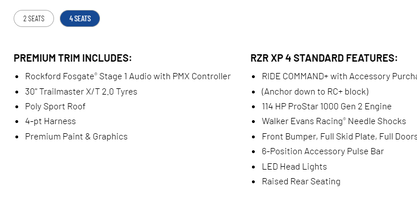 2024 RZR XP 4 Premium Features 