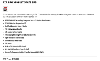 RZR Pro XP 4 Ultimate EPS Features 