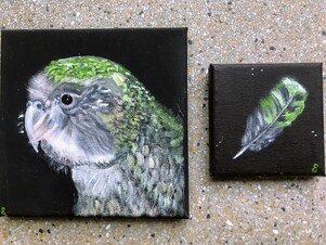 © Emily Demchick - A small pair of acrylic paintings depicting the lovable and critically endangered kakapo - one of my first paintings of New Zealand wildlife.