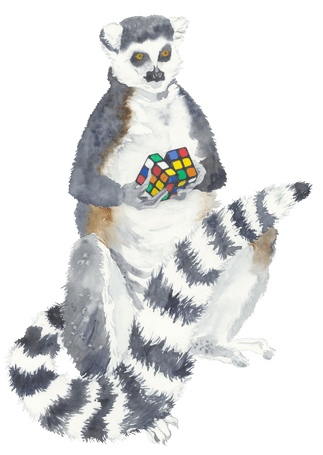 'I Like to Rubik, Rubik' original watercolour painting