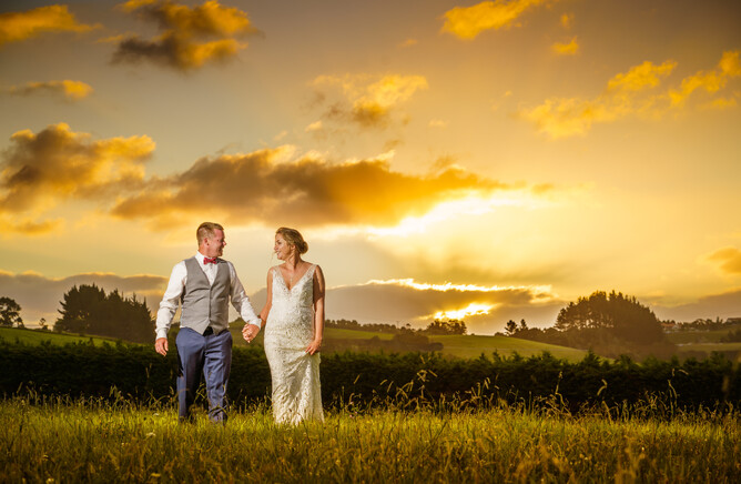 Bride & Groom at sunset