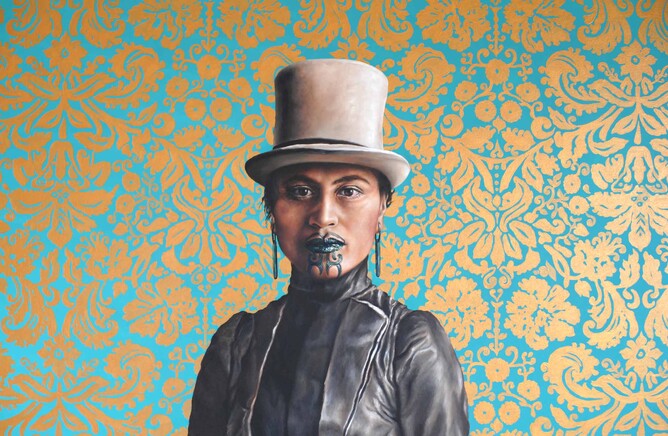 Close up of new oil painting "Sophia" by Sofia Minson