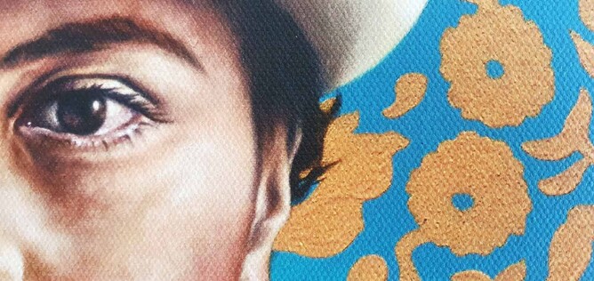 *close-up photo of the woven texture of a canvas print called "Sophia"