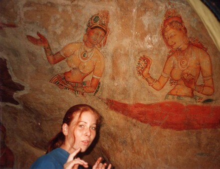 Sofia at the Sigiriya cave art in Sri Lanka