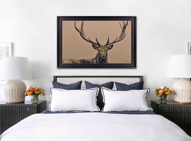 Stretched and framed "Merkabah" canvas print on display