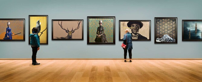 Gallery of canvas prints on display