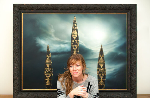 Artist Sofia Minson with The Navigators original painting