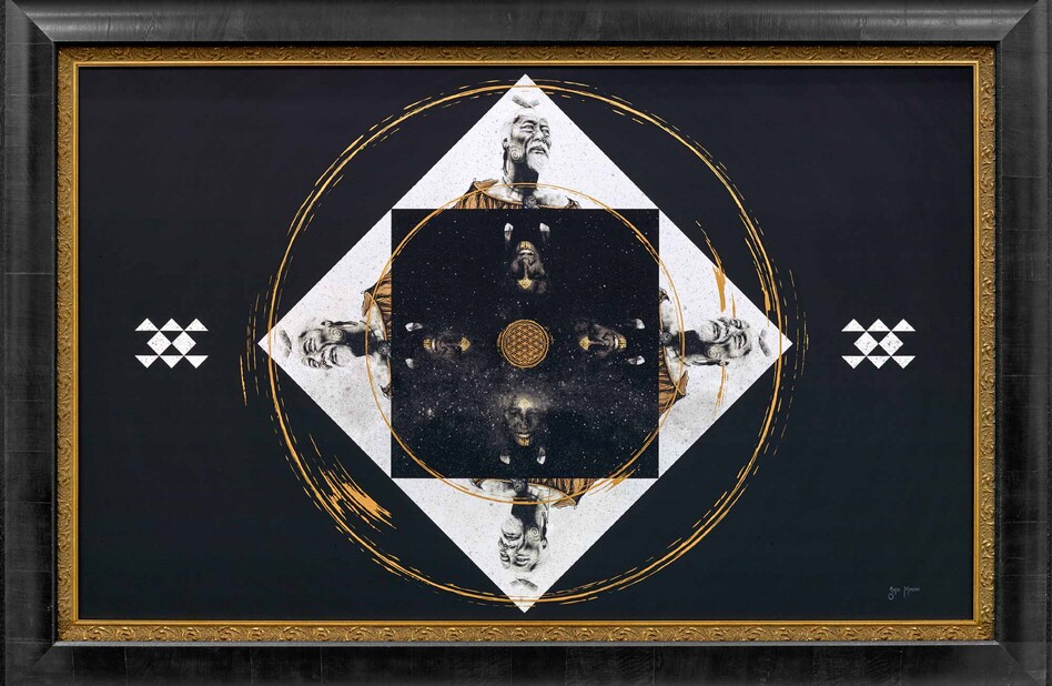 "Circling the Square" 1230 x 1820mm. Digital design & hand-painted flashe on canvas.