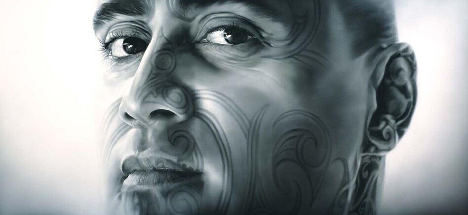 "Tiki Taane" by Sofia Minson. 850 x 1800mm. Oil on canvas. Original Sold.